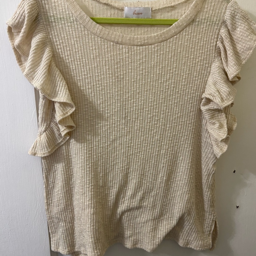 Brave Cream Ruffle Sleeve Blouse